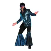 70-tals Disco Kostym Turkos Maskeraddräkt Deluxe - Large