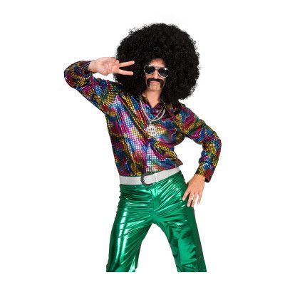 70-tals Discoskjorta Regnbåge Herr - Small