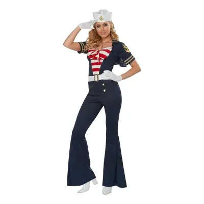 70-tals Kvinnlig Sjöman Maskeraddräkt - X-Small