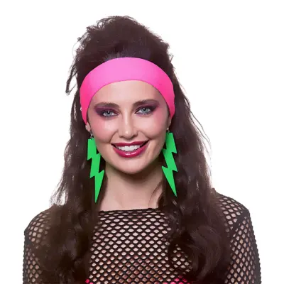 80-tals Örhängen Blixtar Neongröna - 2-pack