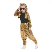 80-tals Disco Queen Guld Barn Maskeraddräkt - Medium