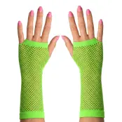 80-tals Fingerlösa Näthandskar Neongrön