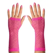 80-tals Fingerlösa Näthandskar Neonrosa