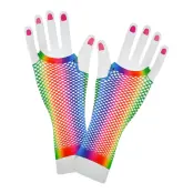 80-tals Fingerlösa Näthandskar Regnbåge - One size