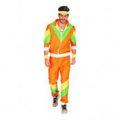 80-tals Träningsoverall Orange/Grön/Gul Maskeraddräkt - Medium
