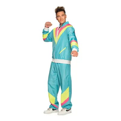 80-tals Joggare Neonblå Maskeraddräkt - Large