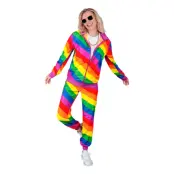 80-tals Träningsoverall Regnbågsfärgad Maskeraddräkt - Large