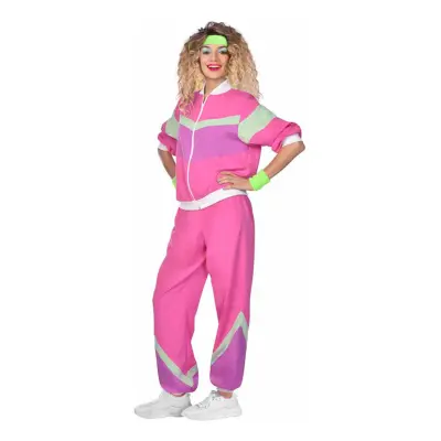 80-tals Träningsoverall Rosa Maskeraddräkt - Medium
