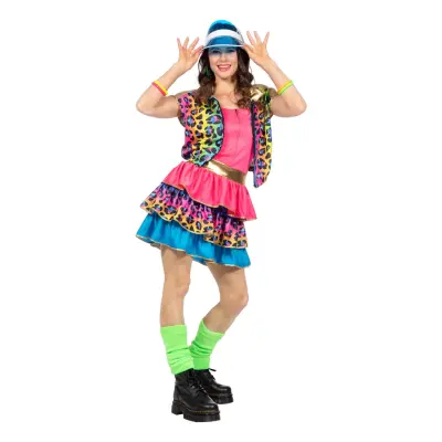 80-tals Neon Leopard Dam Maskeraddräkt - 42