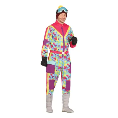80-tals Rosa Skidoverall Herr Maskeraddäkt - Medium
