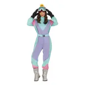 80-tals Skidoverall Lila/Blå Dam Maskeraddräkt - Medium