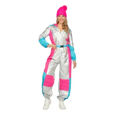 80-tals Skidoverall Silver Maskeraddräkt - Medium