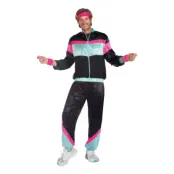 80-tals Svart Träningsoverall Herr Maskeraddräkt - Large