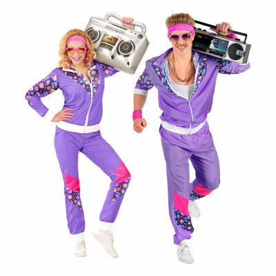 80-tals Träningsoverall Lila Maskeraddräkt - Small