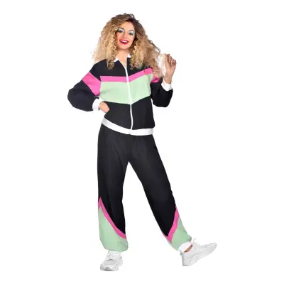 80-tals Träningsoverall Svart Maskeraddräkt - X-Large