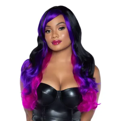Allure Svart/Lila Deluxe Peruk - One size