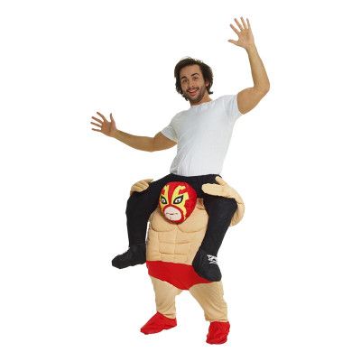 Amerikansk Wrestlare Piggyback Maskeraddräkt