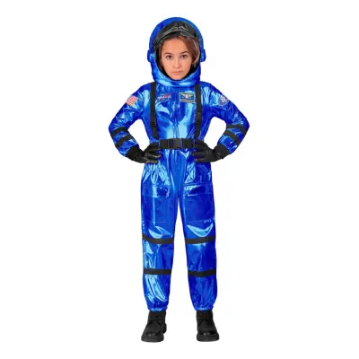 Astronaut Blå Metallic Barn Maskeraddräkt - Medium