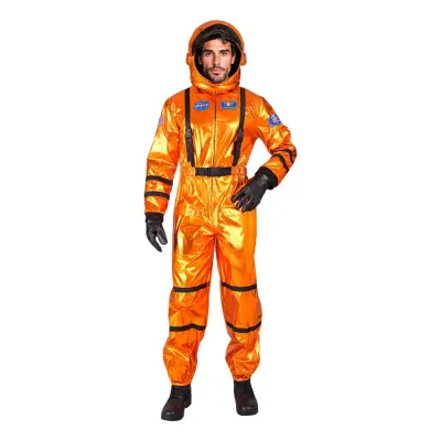Astronaut Orange Metallic Herr Maskeraddräkt - X-Large
