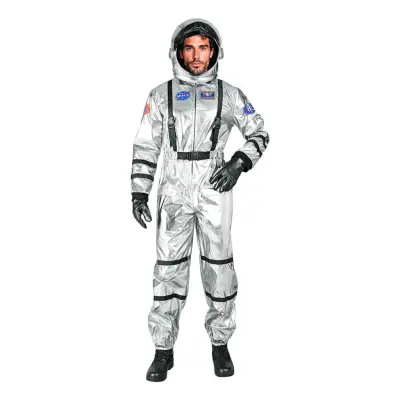 Astronaut Silver Metallic Herr Maskeraddräkt - X-Large