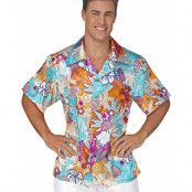 Blå Hawaiiskjorta med Blomstermotiv