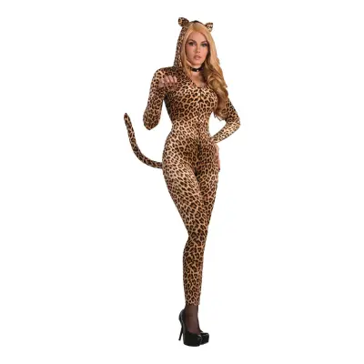 Bodysuit Leopard med Svans Maskeraddräkt - One size