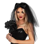 Brudslöja Svart med Rosett Deluxe - One size