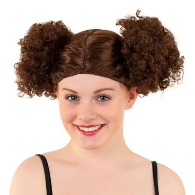 Brun Peruk med Puffar - One size