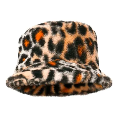 Bucket Hat i Plysch Leopard - One size