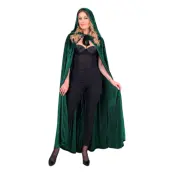 Cape med Huva Sammet Grön - One size