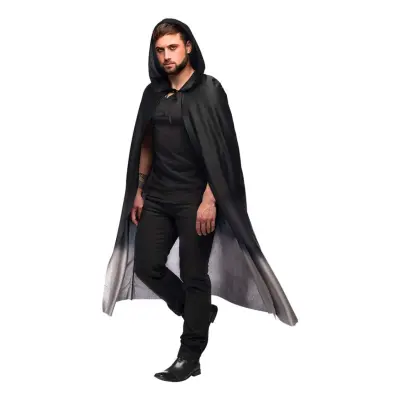 Cape med Huva Svart/Grå