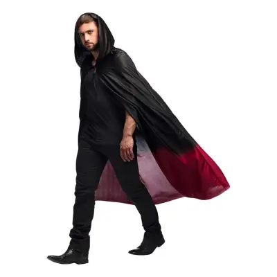 Cape med Huva Svart/Röd