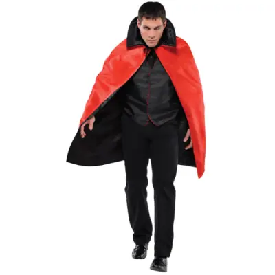 Cape Med Krage Vändbar Röd&Svart