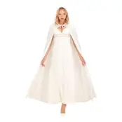 Cape Vit i Sammet med Huva - One size