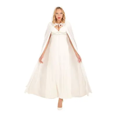 Cape Vit i Sammet med Huva - One size