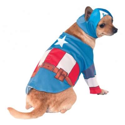 Captain America Hund Maskeraddräkt - Small