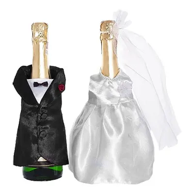 Champagneflaskeklädsel Brudpar - 2-pack