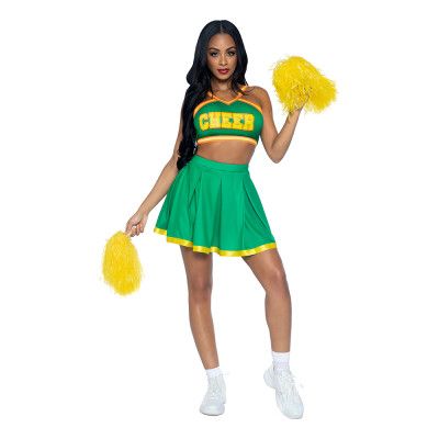 Cheerleader Grön Deluxe Maskeraddräkt - X-Small