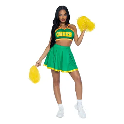 Cheerleader Grön Deluxe Maskeraddräkt - X-Small