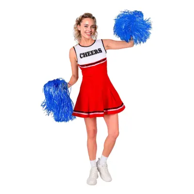 Cheerleader Klänning Röd Maskeraddräkt - Large