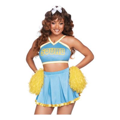 Cheerleader Ljusblå Deluxe Maskeraddräkt - Medium/Large