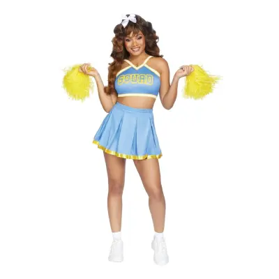 Cheerleader Ljusblå Deluxe Maskeraddräkt - Medium/Large