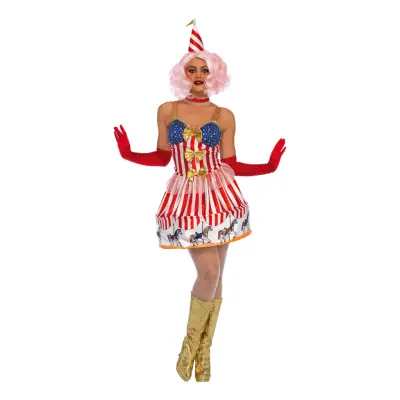 Clown Karusell Klänning Deluxe Maskeraddräkt - Large