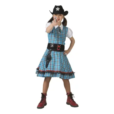 Cowboy Klänning Blå Barn Maskeraddräkt - Large
