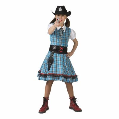 Cowboy Klänning Blå Barn Maskeraddräkt - Small