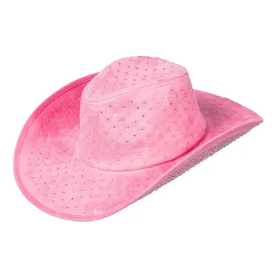 Cowboyhatt Rosa med Stenar - One size