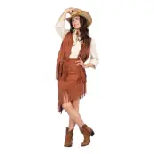 Cowgirl Brun Maskeraddräkt - Medium
