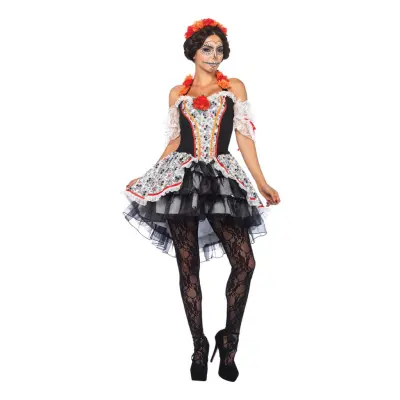 Day of the Dead Klänning Deluxe Maskeraddräkt - Medium/Large