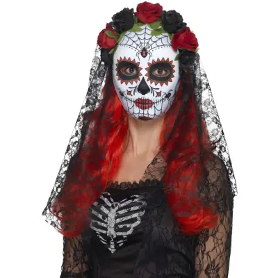 Day Of The Dead Mask Med Slöja