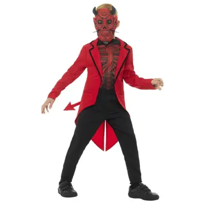 Deluxe Day Of The Dead Djävul Barnmaskerad 10-12 år